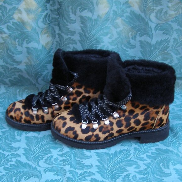 🤎🖤 J. Crew size 8-8.5 Nordic Boots in Leopard Calf Hair - Picture 5 of 12